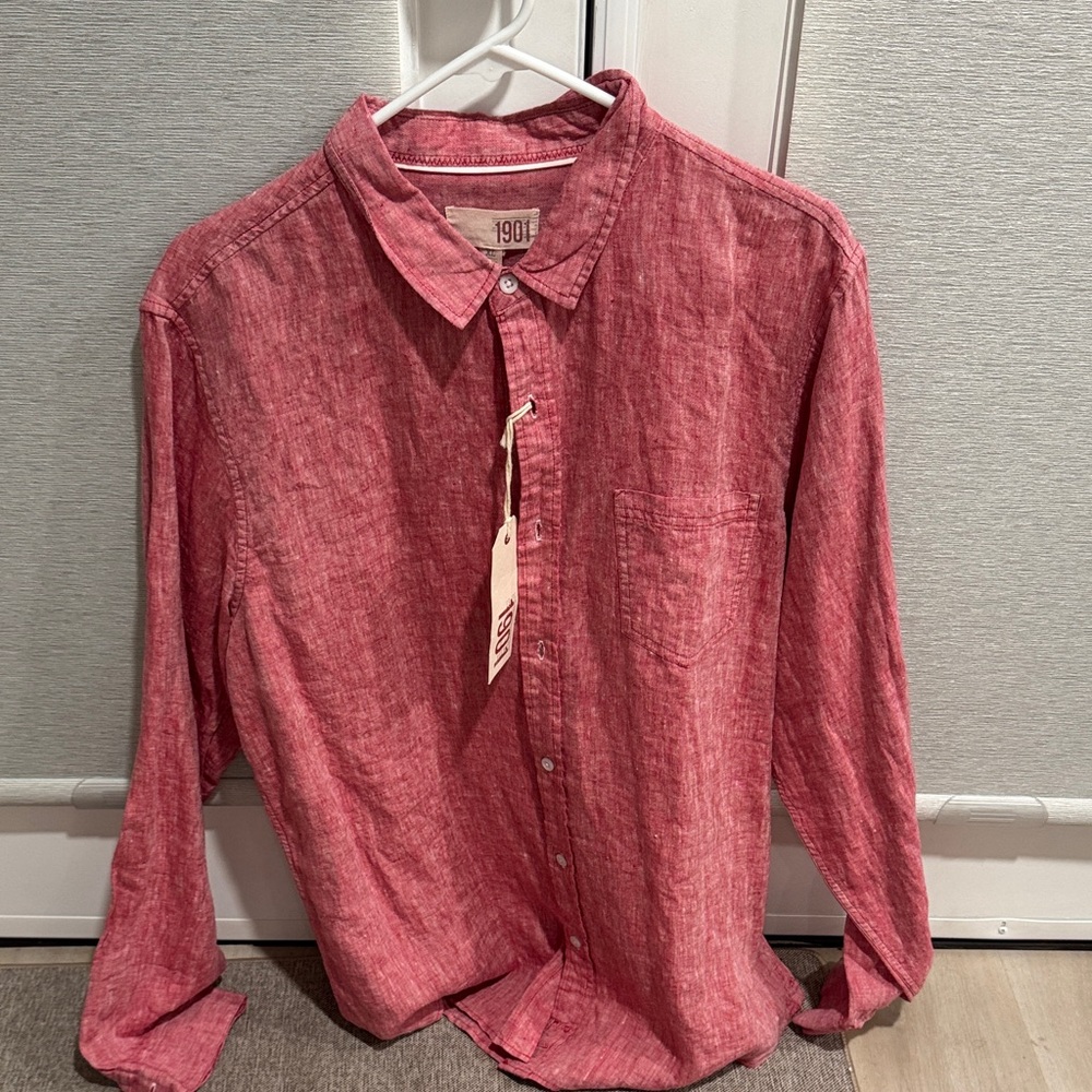 1901 Men's Casual Red Button Down Shirt